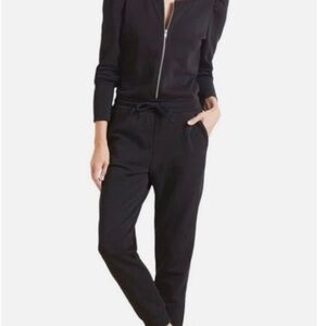 Chaser Black Puff Sleeve Zip-Up Jumpsuit